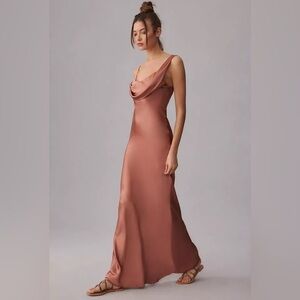 Reformation Ronda Silk Dress Size 8 - Praline